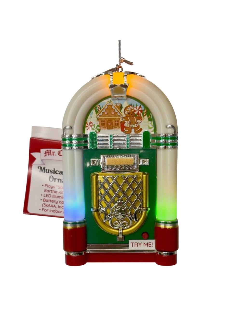 Mr Christmas Music LED Jukebox Gingerbread Ornament Santa Baby by Ertha Kitt NEW